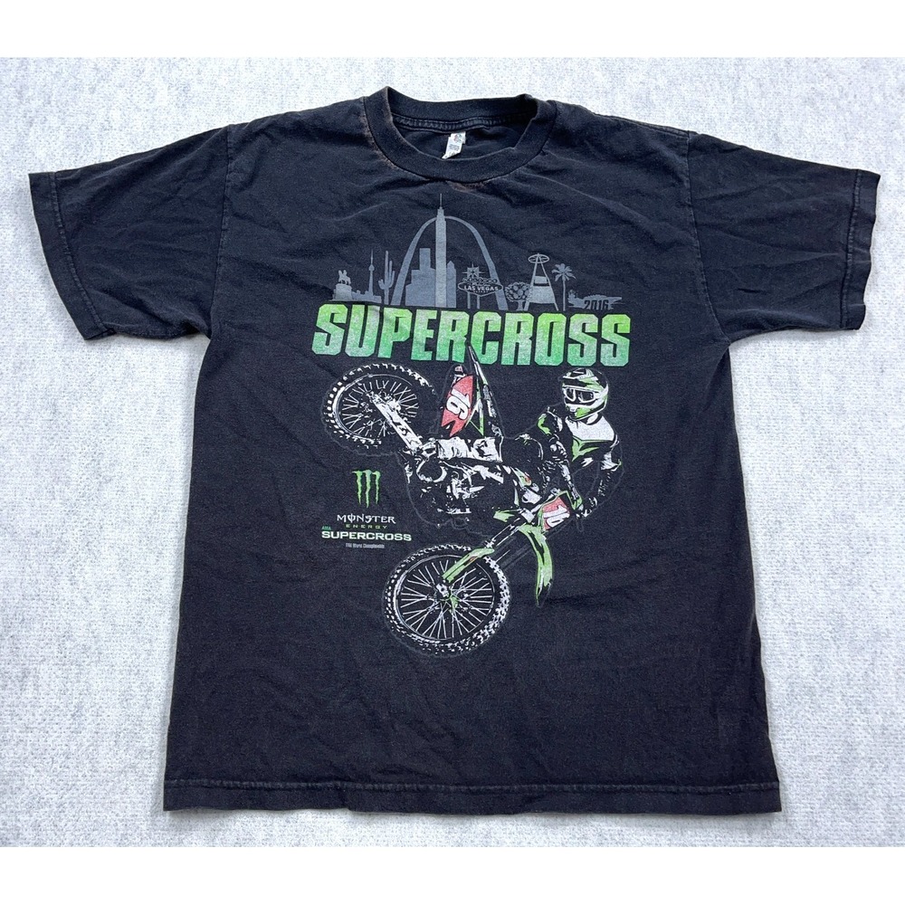Vintage Supercross Shirt Men Medium Black Tee Monster Energy  Las Vegas Grunge